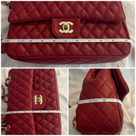 👑✅PRICE FIRM✅ Beautiful Large Red Quilted Gold Chain Purse - Picture 14 of 17